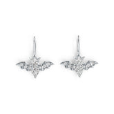 Sterling Silver Semi Mount Earrings Setting Pear PE 7X5mm RD 5X5mm Bat Theme DHJ