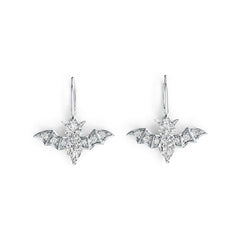 Sterling Silver Semi Mount Earrings Setting Pear PE 7X5mm RD 5X5mm Bat Theme DHJ