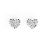 Sterling Silver Earrings with White Topaz or Moissanite Heart Stud DHJ