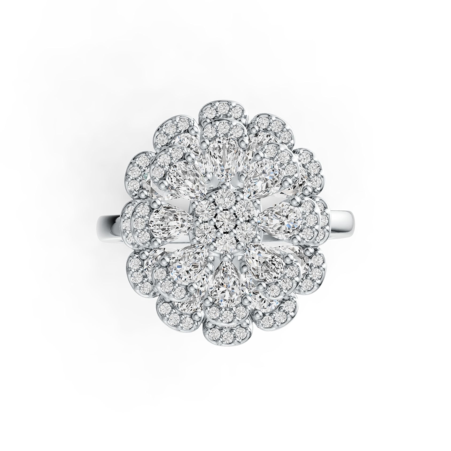 Sterling Silver Semi Mount Ring Setting Pear PE 4X3mm Flower Theme DHJ