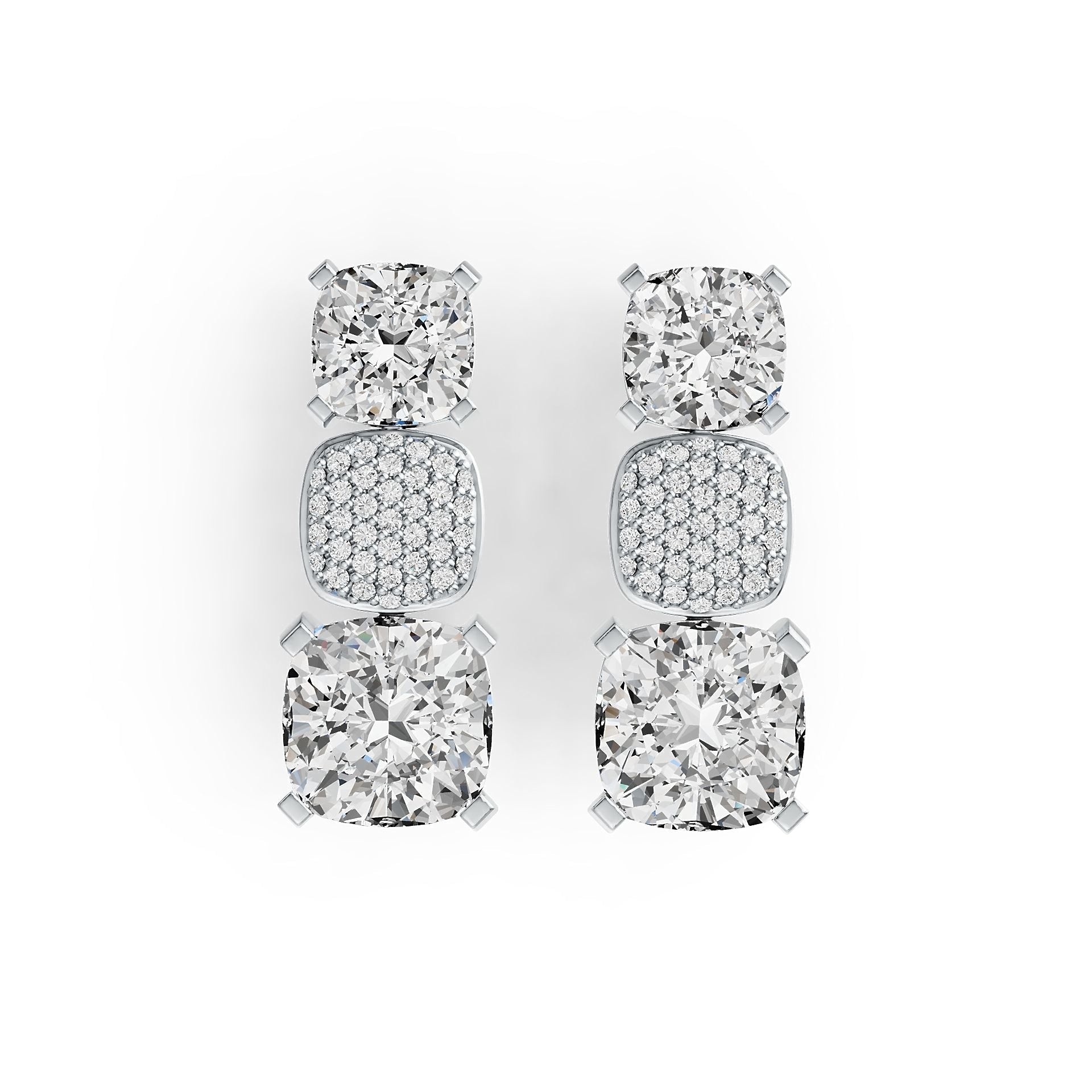Sterling Silver Semi Mount Earrings Setting Cushion CU 11X9mm DHJ