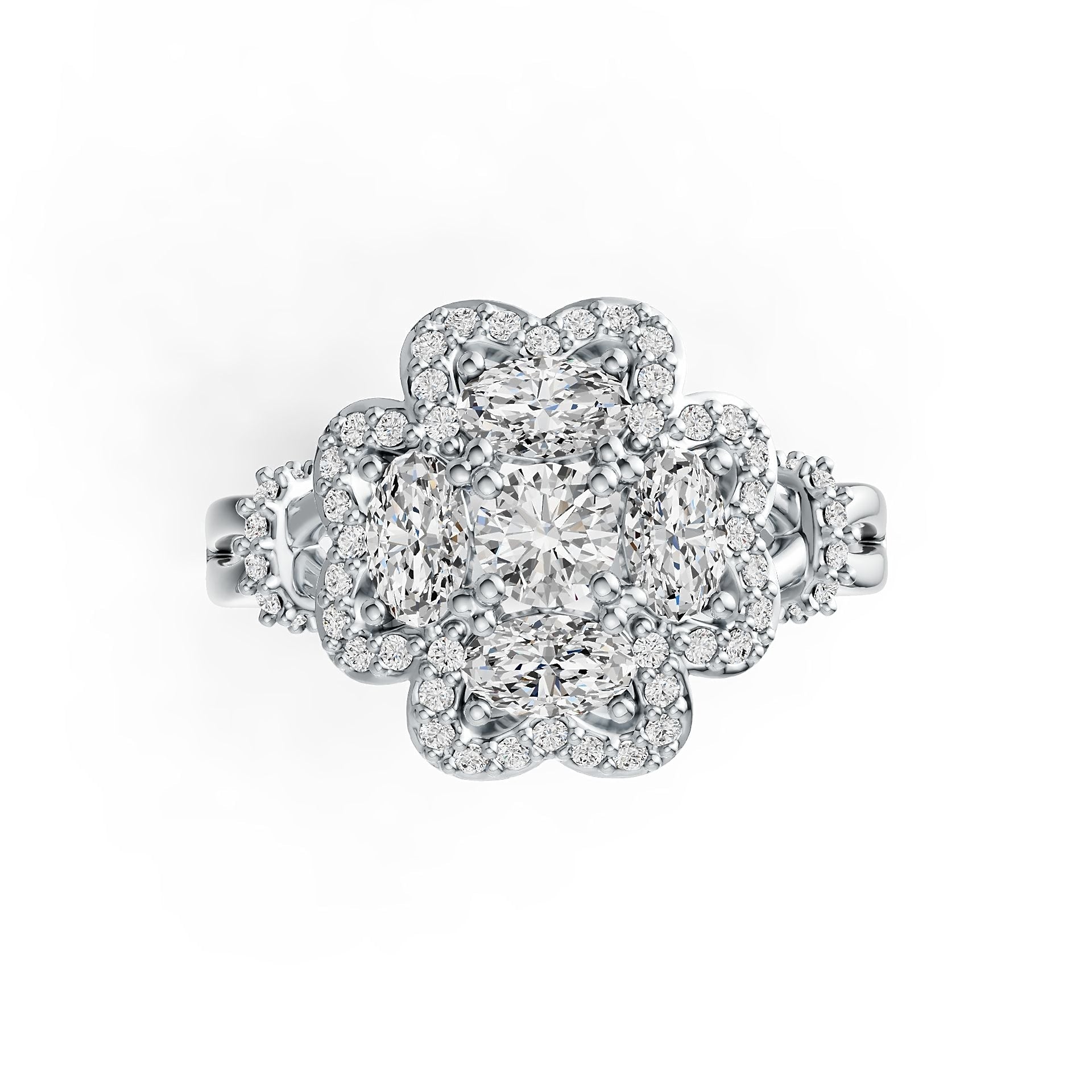 Sterling Silver Semi Mount Ring Setting Oval OV 5x3mm RD 4x4mm DHJ