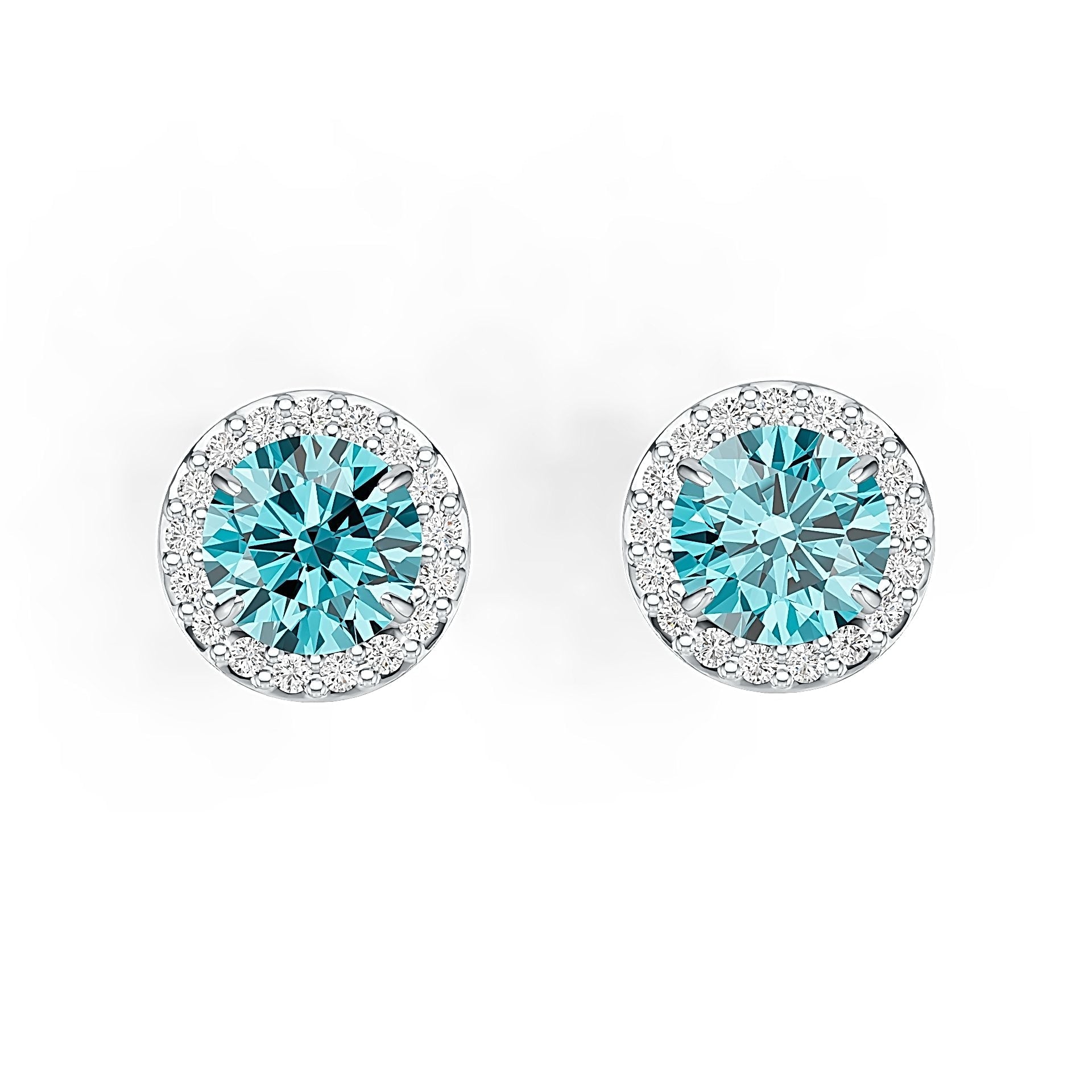 Sterling Silver Semi Mount Earrings Setting Round RD 6x6mm Halo Stud DHJ