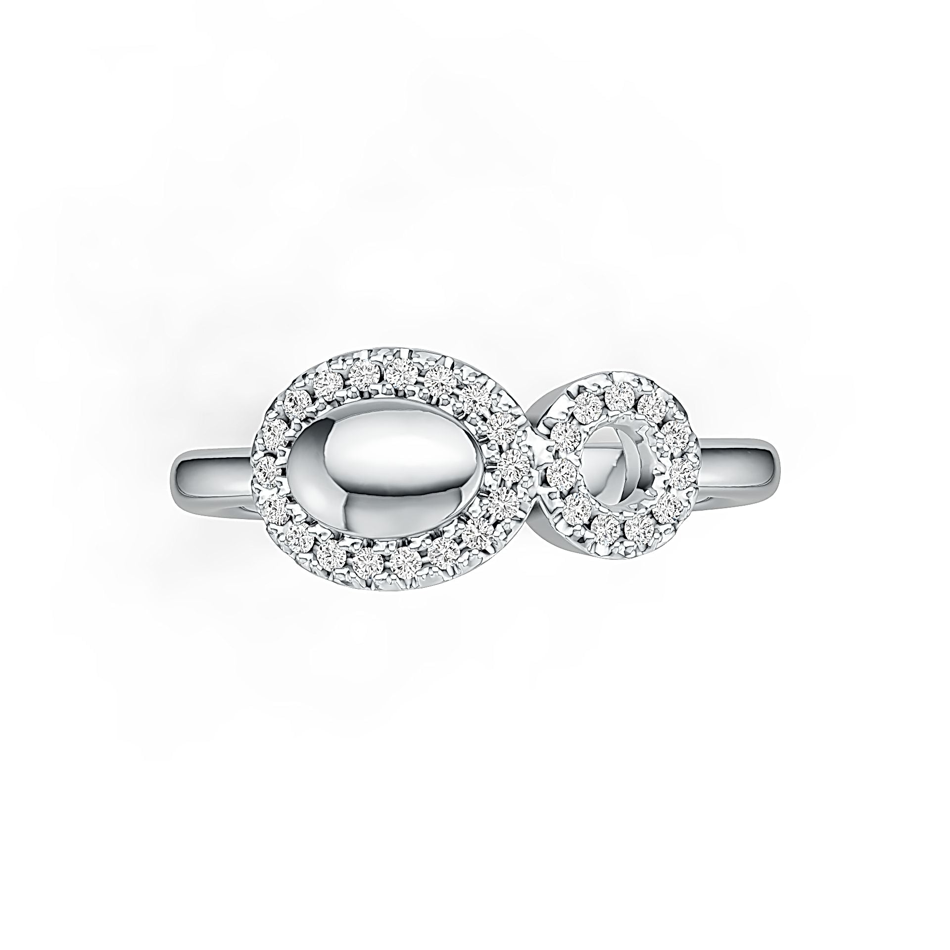Sterling Silver Ring Toi et Moi Theme with White topaz or Moissanite DHJ
