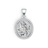 Sterling Silver Semi Mount Pendant Setting Oval OV 11X9mm Double Halo DHJ
