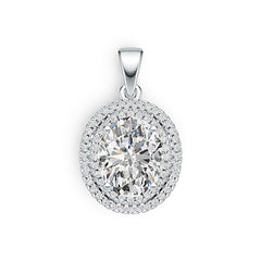 Sterling Silver Semi Mount Pendant Setting Oval OV 11X9mm Double Halo DHJ