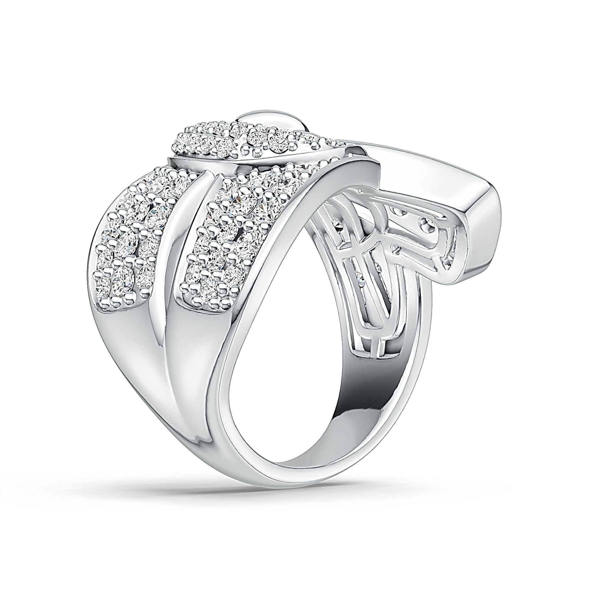 Sterling Silver Ring Belt Buckle Theme with White Topaz or Moissanite - Syzjewelry