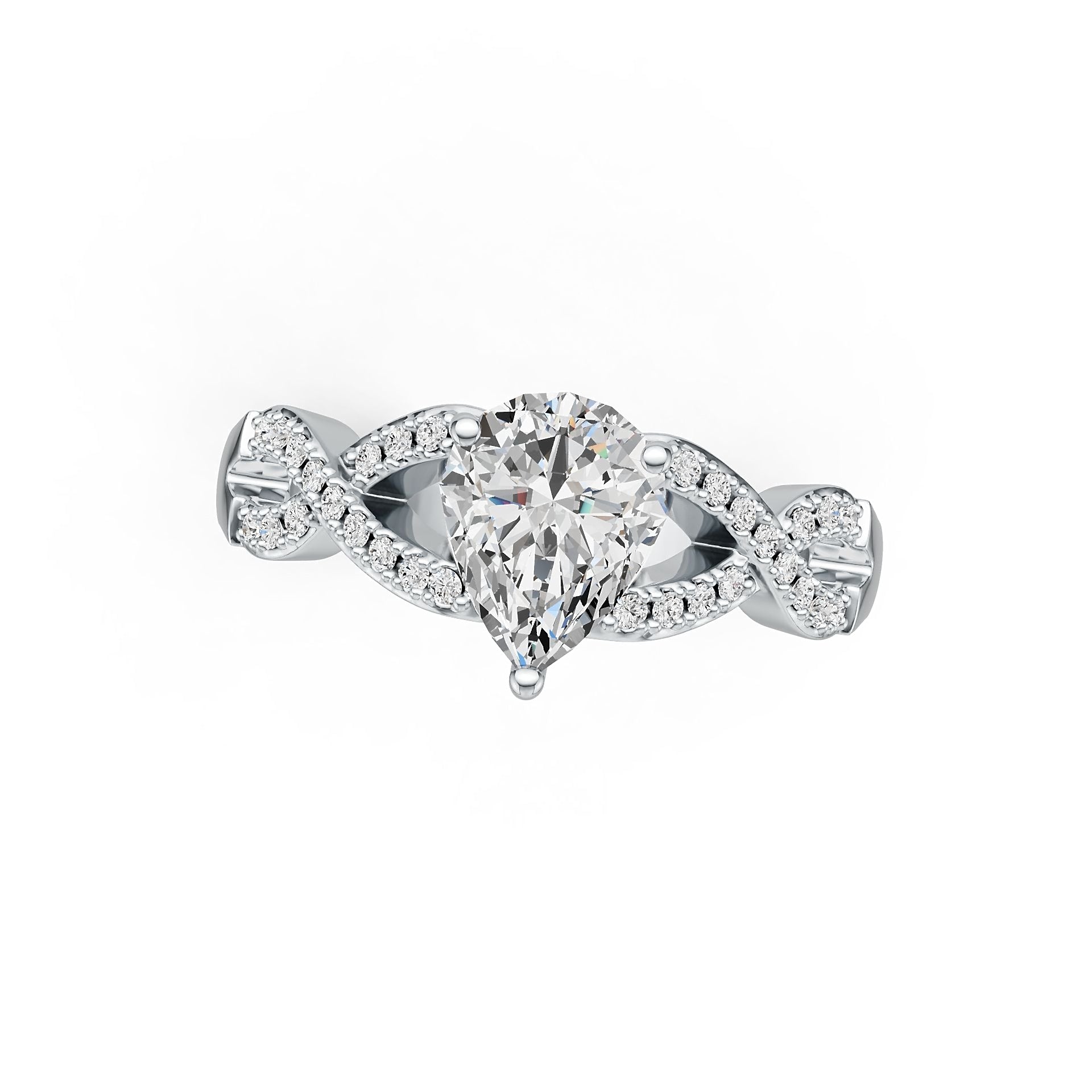 Sterling Silver Semi Mount Ring Setting Pear PE 9X7mm DHJ