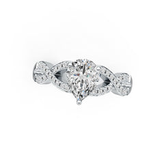 Sterling Silver Semi Mount Ring Setting Pear PE 9X7mm DHJ