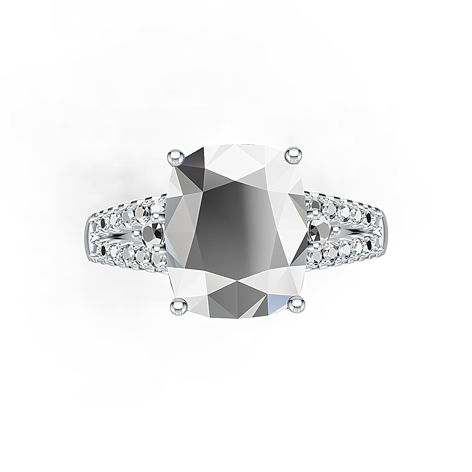 Sterling Silver Semi Mount Ring Setting Cushion CU 9x11mm Split Shank Syzjewelry