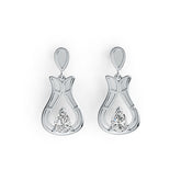Sterling Silver Semi Mount Earrings Setting Pear PE 7X5mm Tulip Theme - Syzjewelry