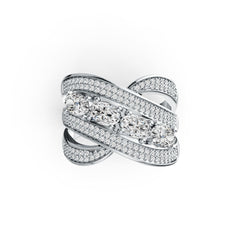 Sterling Silver Semi Mount Ring Setting Oval OV 6X4mm with White Topaz DHJ