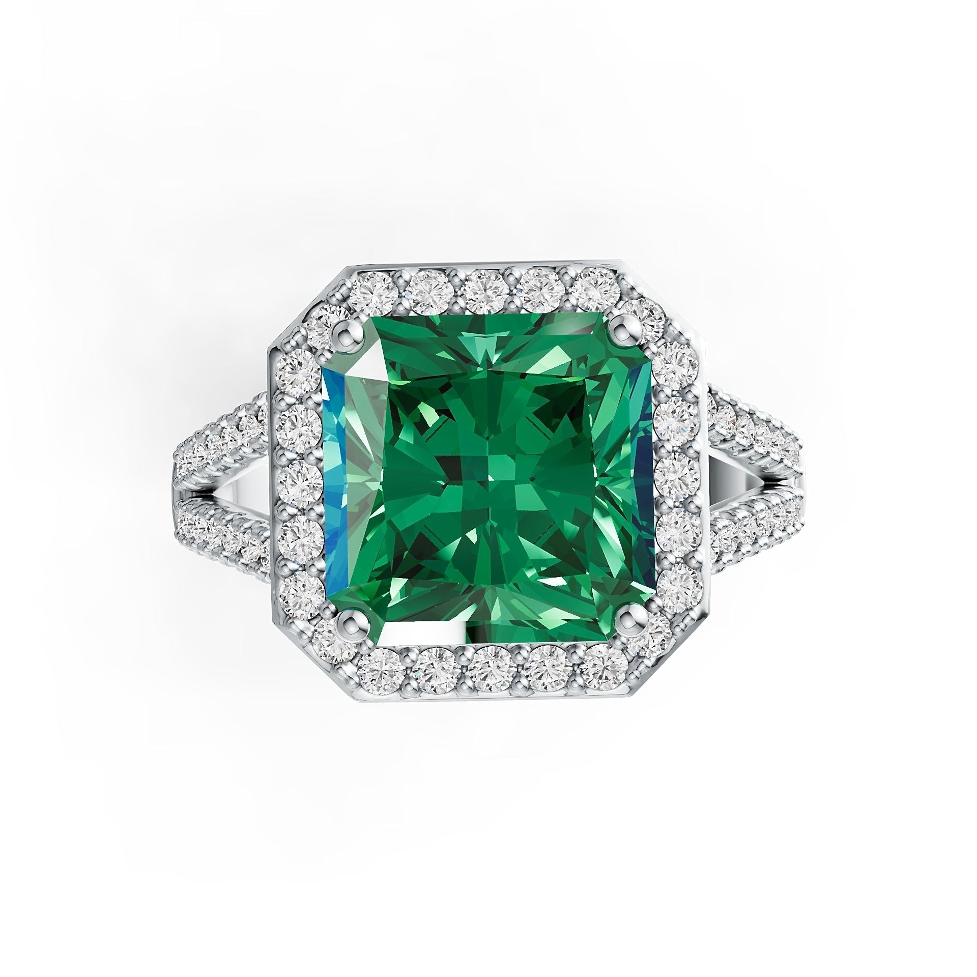 Sterling Silver Semi Mount Ring Setting Emerald OCT 10x10mm Split Shank Syzjewelry