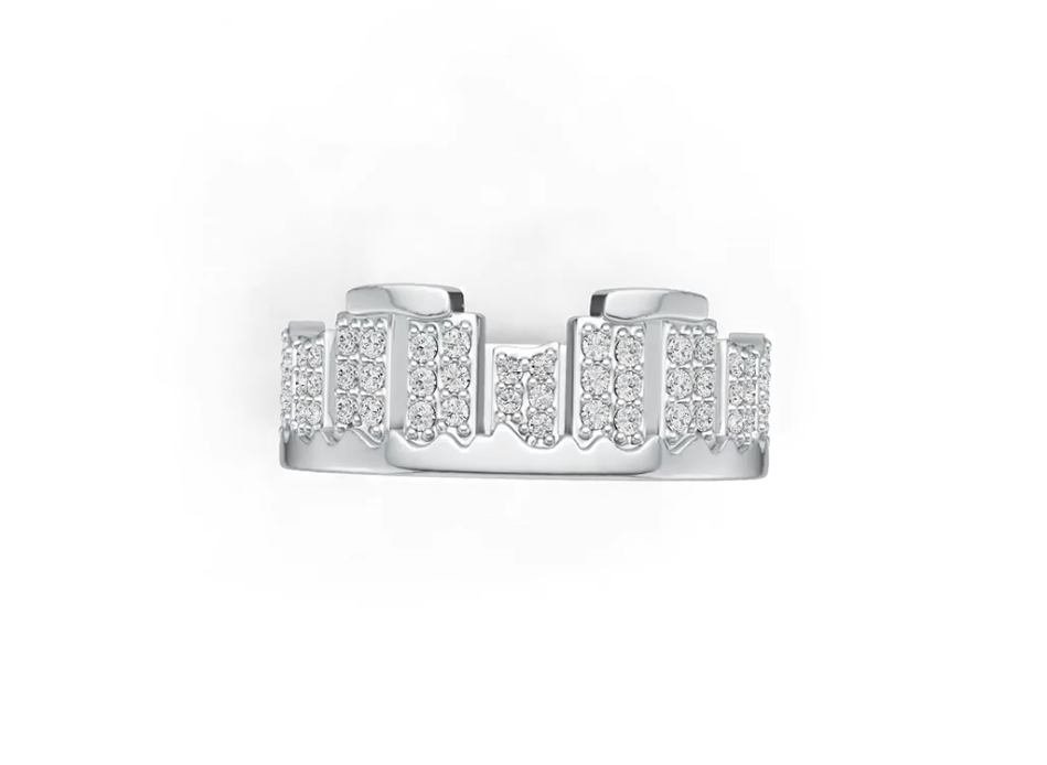 Sterling Silver Men's Ring with White Topaz or Moissanite DHJ