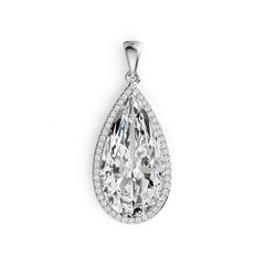 Sterling Silver Semi Mount Pendant Setting Pear PE 25X13mm Halo DHJ