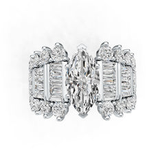 Sterling Silver Semi Mount Ring Setting Marquise MQ 14X7mm with White Topaz DHJ