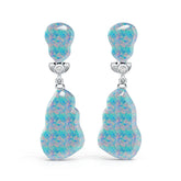 Sterling Silver Opal Earrings 22x12mm