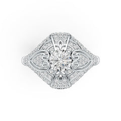 Sterling Silver Semi Mount Ring Setting Round RD 7X7mm with White Topaz DHJ