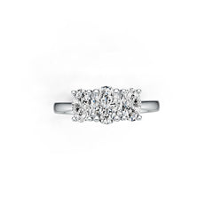 Sterling Silver Semi Mount Ring Setting Oval OV 7X5mm OV 6X4mm 3 Stone Ring DHJ