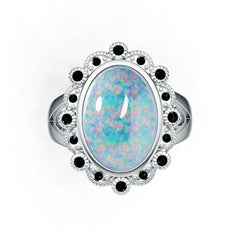 Sterling Silver Opal Ring Oval OV 14X10mm