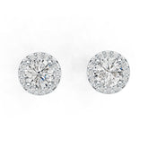Sterling Silver Semi Mount Earrings Setting Round RD 4x4mm Halo DHJ