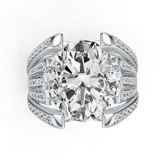 Sterling Silver Semi Mount Ring Setting Oval OV 15x13mm Split Shank Syzjewelry