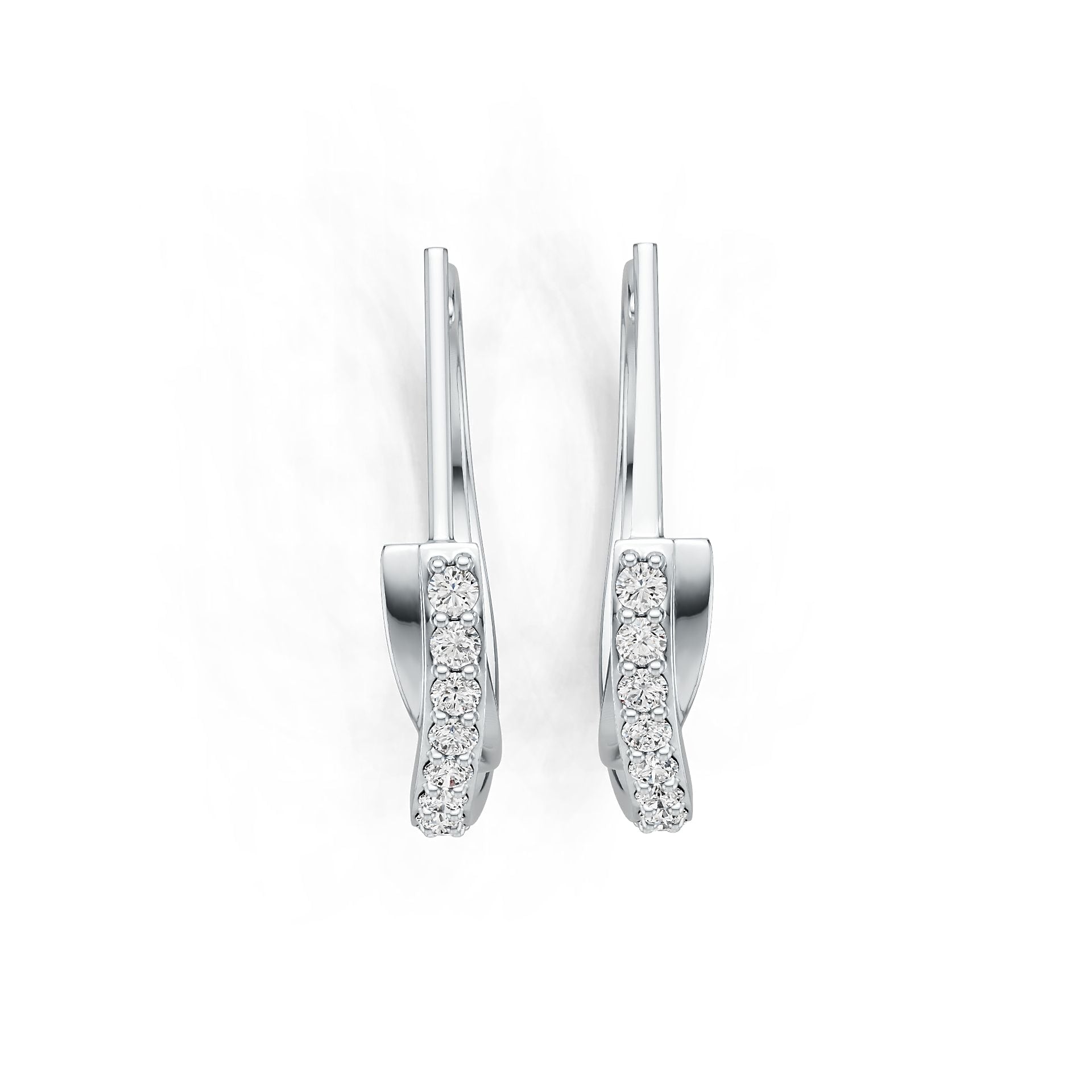 Sterling Silver Earrings Open Hoop with White Topaz or Moissanite DHJ