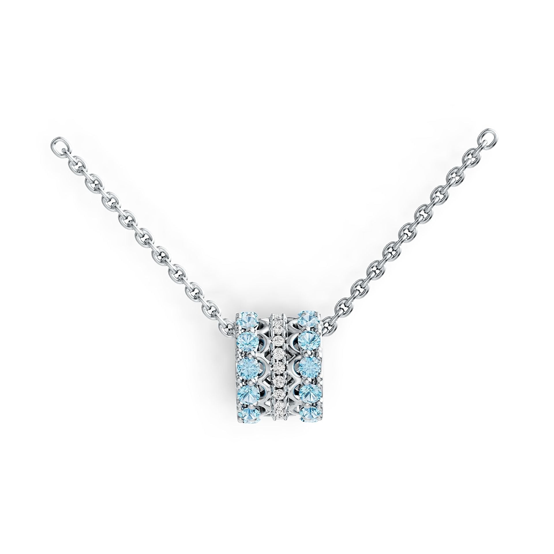 Sterling Silver Circular-Shaped Pendant with White Topaz or Moissanite Syzjewelry