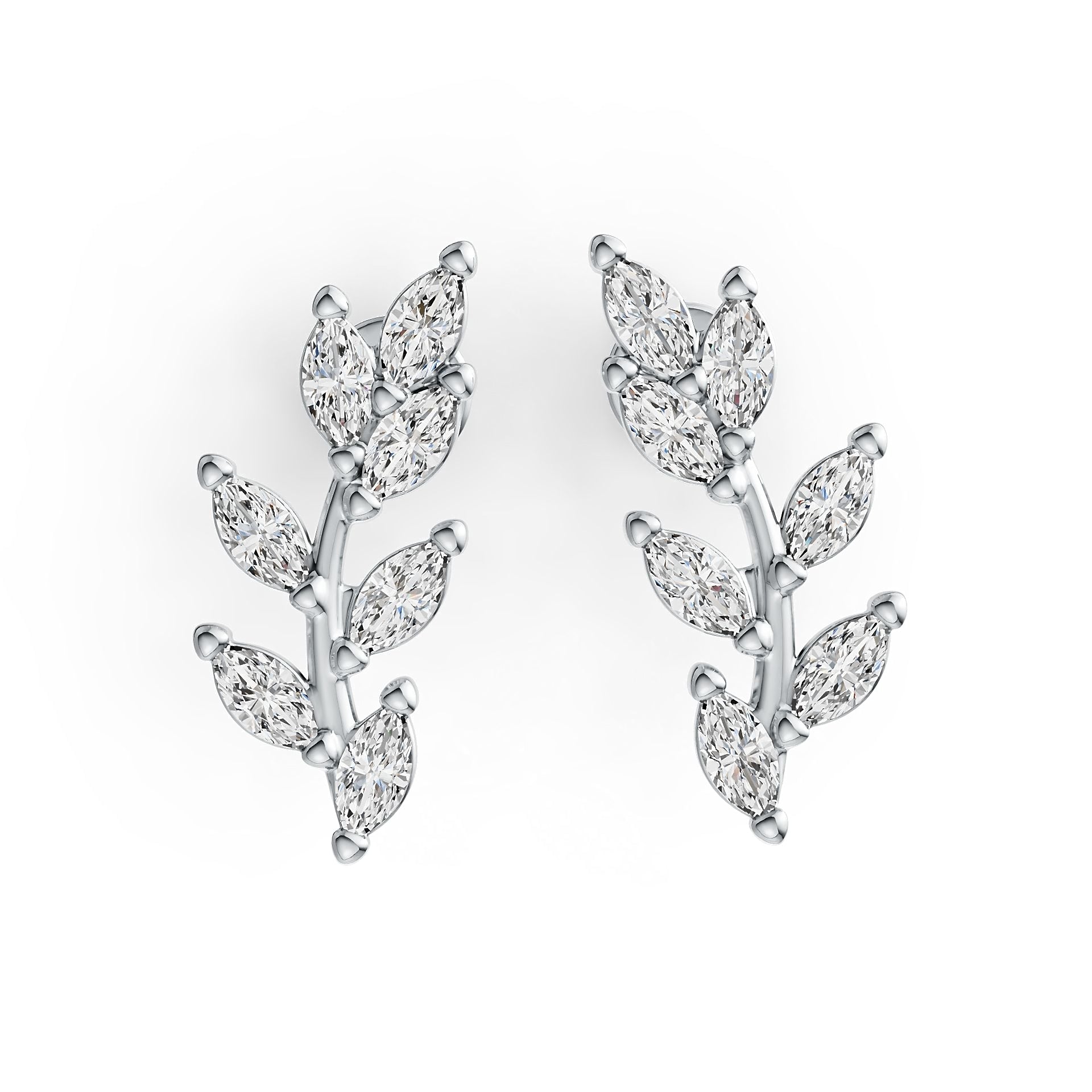 Sterling Silver Semi Mount Earrings Setting Marquise MQ 4X2mm Vine Leaf Theme DHJ