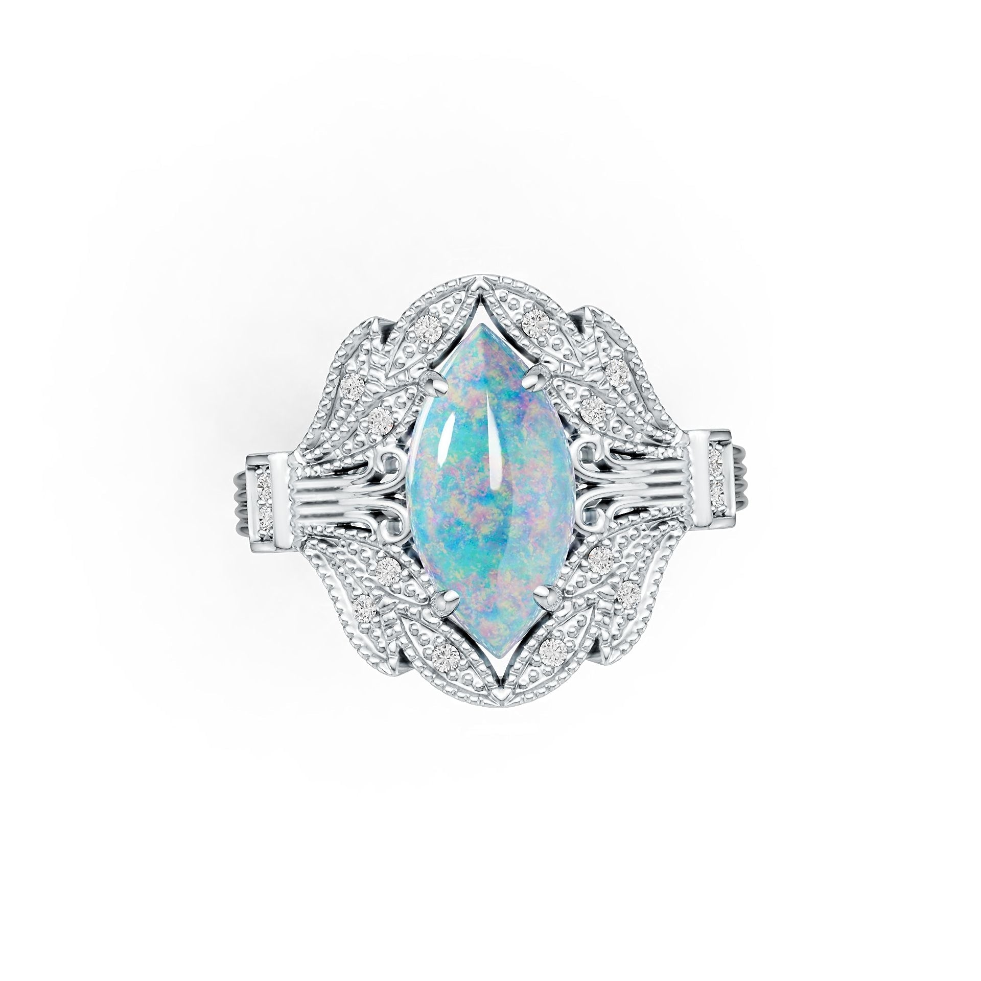 Sterling Silver Semi Mount Ring Setting Marquise MQ 14X7mm Cabochon DHJ