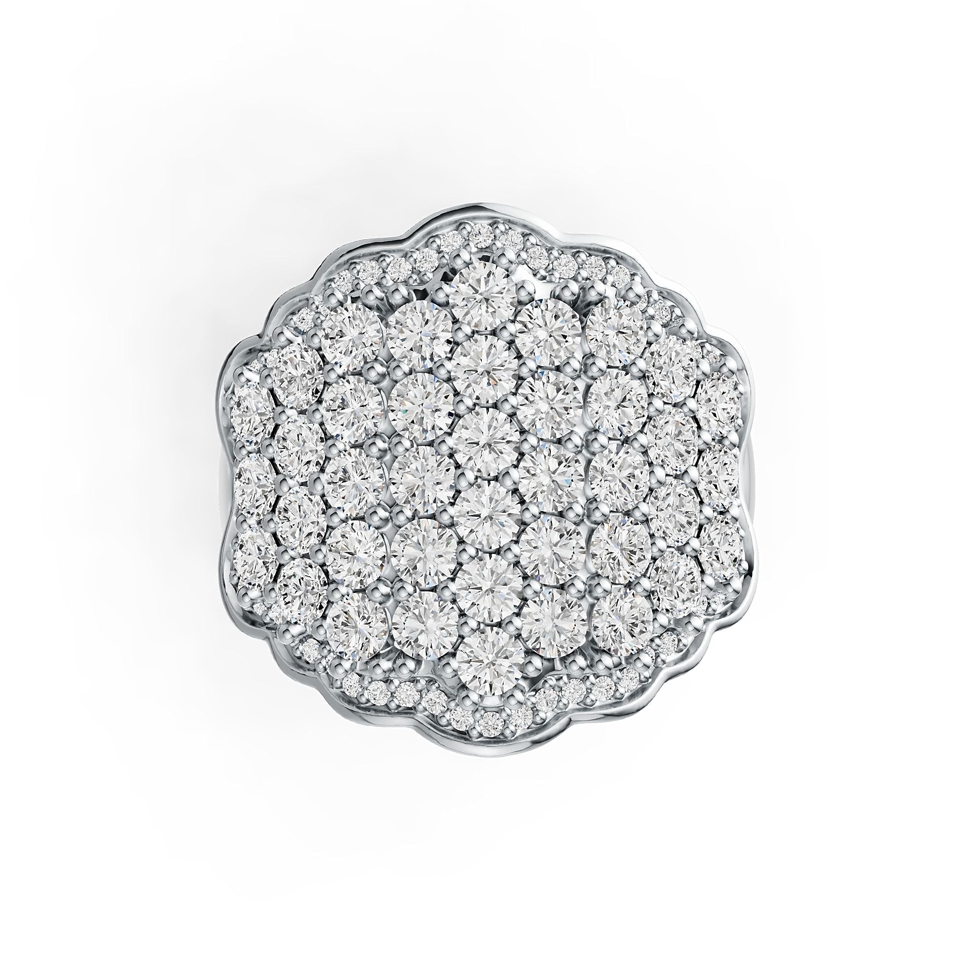 Sterling Silver Cocktail Ring Scalloped with White Topaz or Moissanite DHJ