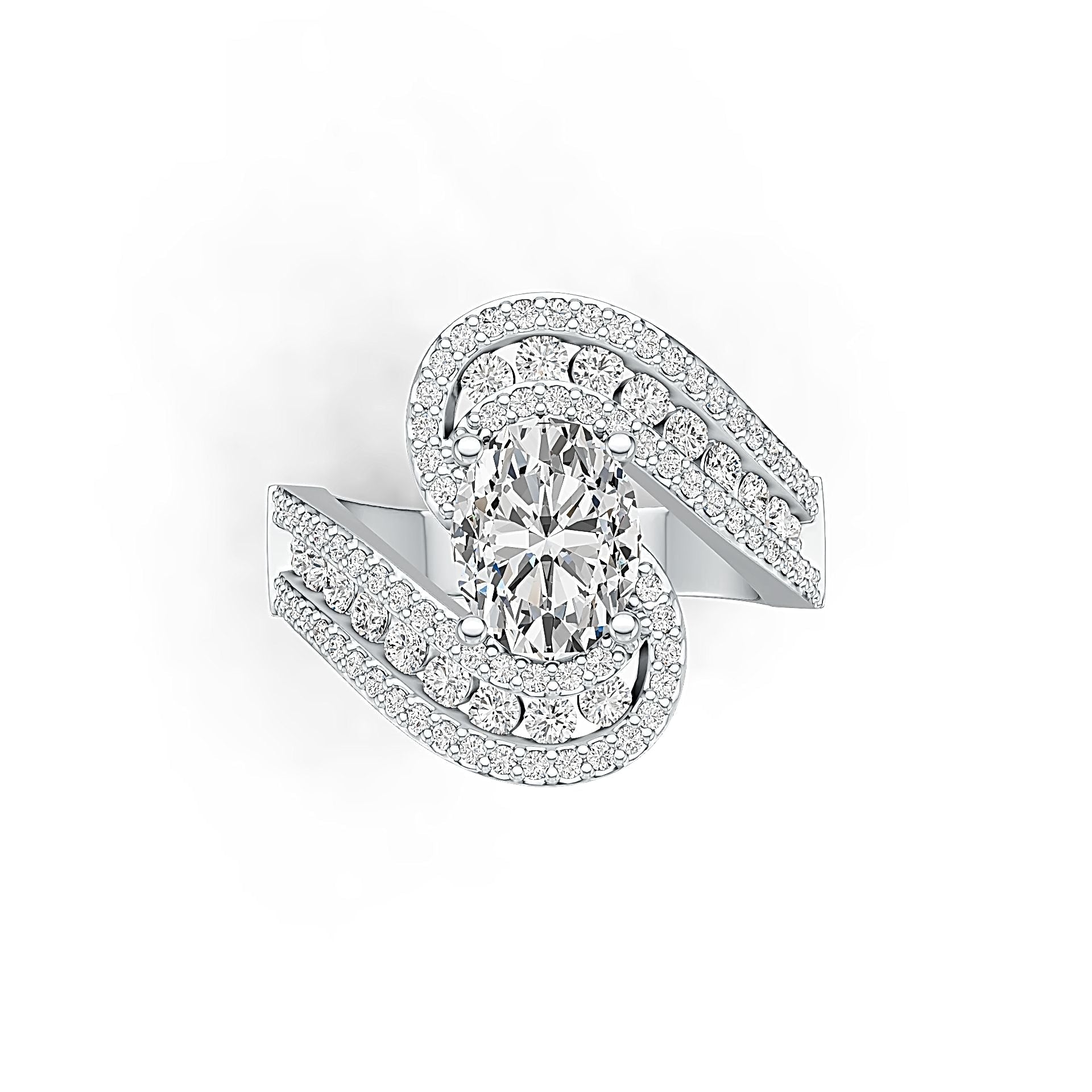 Sterling Silver Semi Mount Ring Setting Oval OV 9X7mm with White Topaz - Syzjewelry