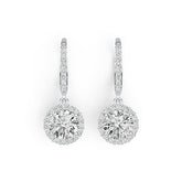 Sterling Silver Semi Mount Earrings Setting Round RD 8x8mm Halo Drop Earrings DHJ