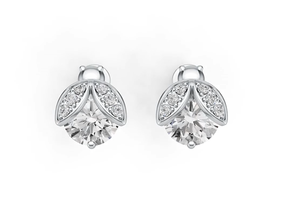 Sterling Silver Semi Mount Earrings Setting Round RD 8x8mm Lady Bug Theme DHJ