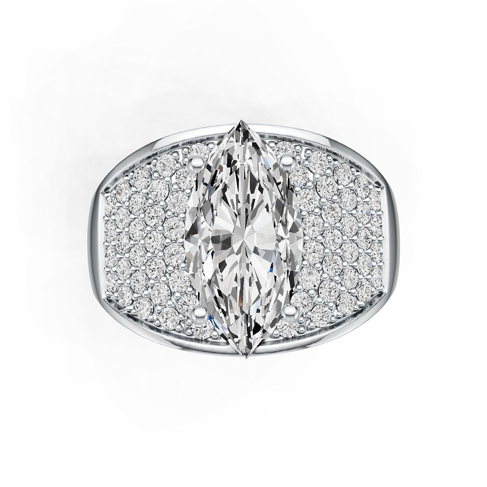 Sterling Silver Semi Mount Ring Setting Marquise MQ 14X7mm DHJ