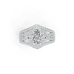 Sterling Silver Semi Mount Ring Setting Oval OV 8X6mm with White Topaz or Moissanite DHJ