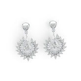 Sterling Silver Semi Mount Earrings Setting Pear PE 6X4mm with White Topaz DHJ