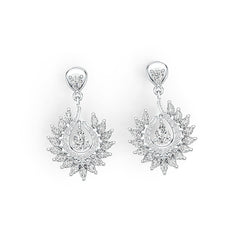 Sterling Silver Semi Mount Earrings Setting Pear PE 6X4mm with White Topaz DHJ
