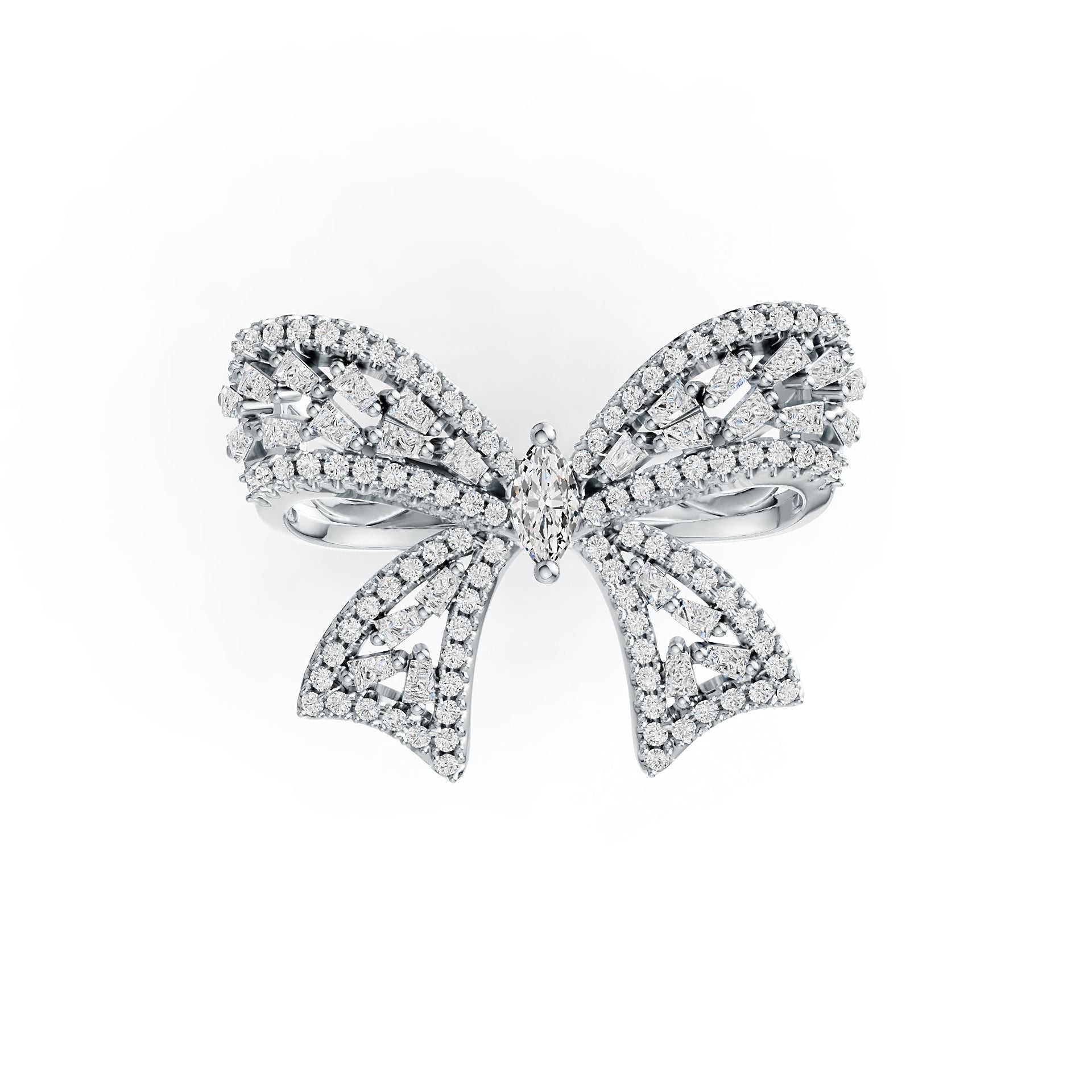 Sterling Silver Semi Mount Ring Setting Marquise MQ 6X3mm Ribbon Bow Theme DHJ