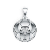 Sterling Silver Pendant with White Topaz or Moissanite Soccer Ball Theme DHJ