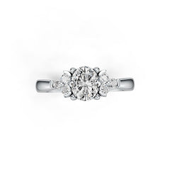 Sterling Silver Semi Mount Ring Setting Oval OV 6x5mm With Accent White Topaz Syzjewelry