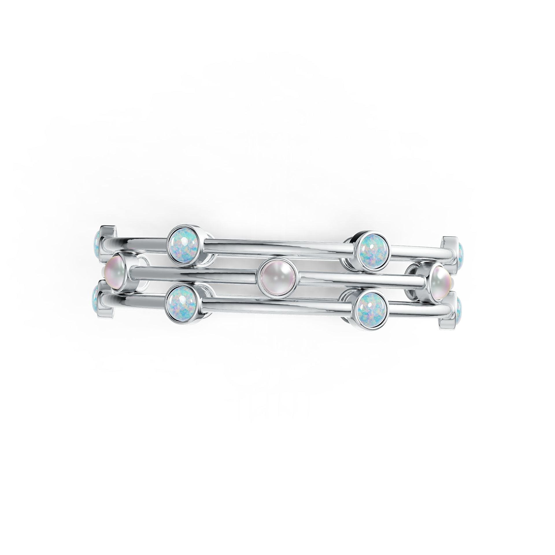 3 Pc Set Sterling Silver Semi Mount Bracelet Setting Round RD 6x6mm Cabochon Bangle Bezel Set 7" DHJ