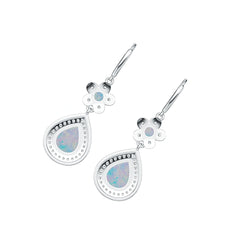 Sterling Silver Semi Mount Earrings Setting Pear PE 10X8mm RD 4X4mm Cabochon DHJ