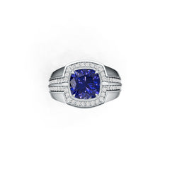 Men's Rings Sterling Silver Royal Blue Sapphire Ring Mounting Cushion CU 8X8mm