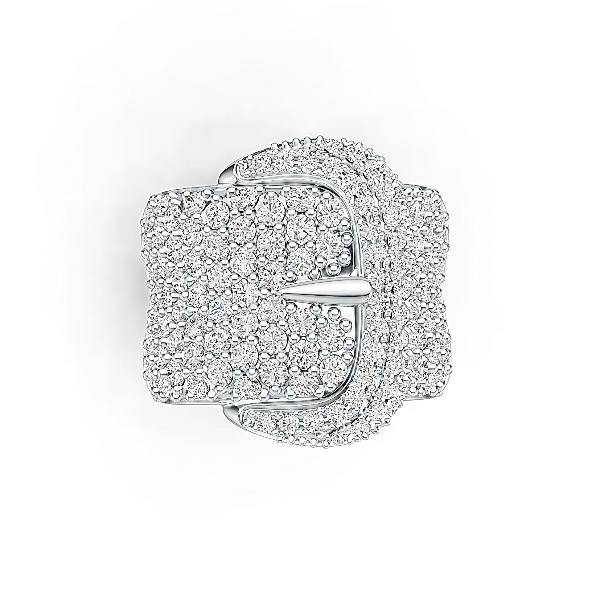 Sterling Silver Ring Buckle Belt Theme with White Topaz or Moissanite Syzjewelry