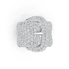 Sterling Silver Ring Buckle Belt Theme with White Topaz or Moissanite Syzjewelry