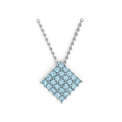 10K Gold Diamond-Shaped Cluster Pendant with White Topaz or Moissanite Syzjewelry