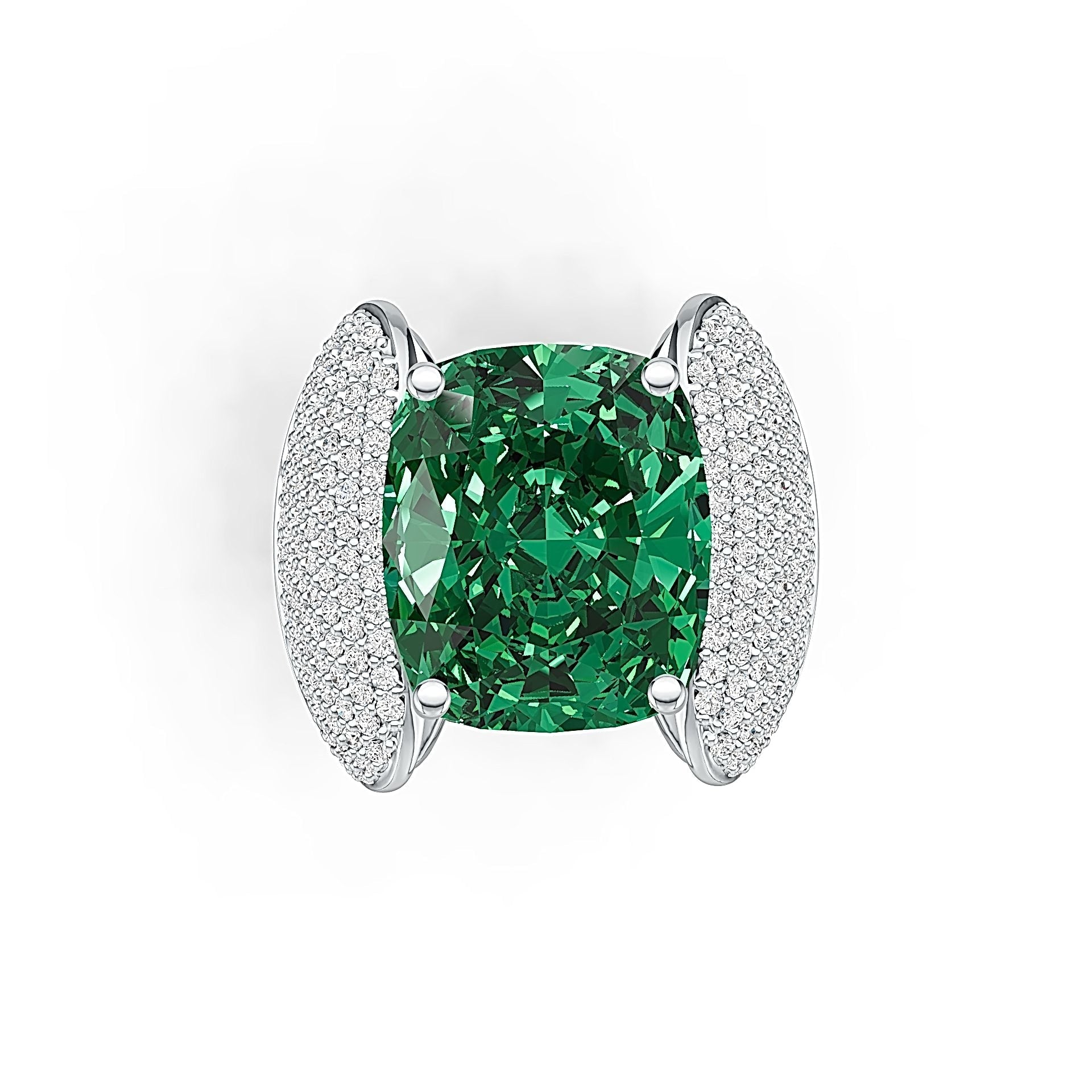 Sterling Silver Semi Mount Ring Setting Cushion CU 14X12mm with White Topaz - Syzjewelry