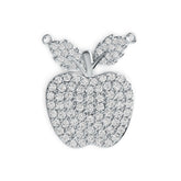 Sterling Silver Pendant with White Topaz or Moissanite Apple Theme DHJ