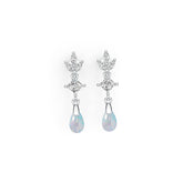 Sterling Silver Semi Mount Earrings Setting Pear PE 8X5mm SQ 4X4mm - Syzjewelry
